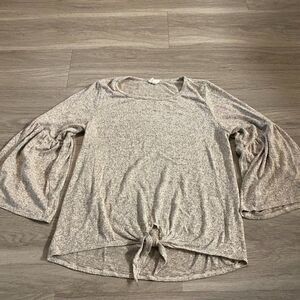 Caution To The Wind Womens Gray Heather 3/4 Bell Sleeve Blouse Top Size XS/Small